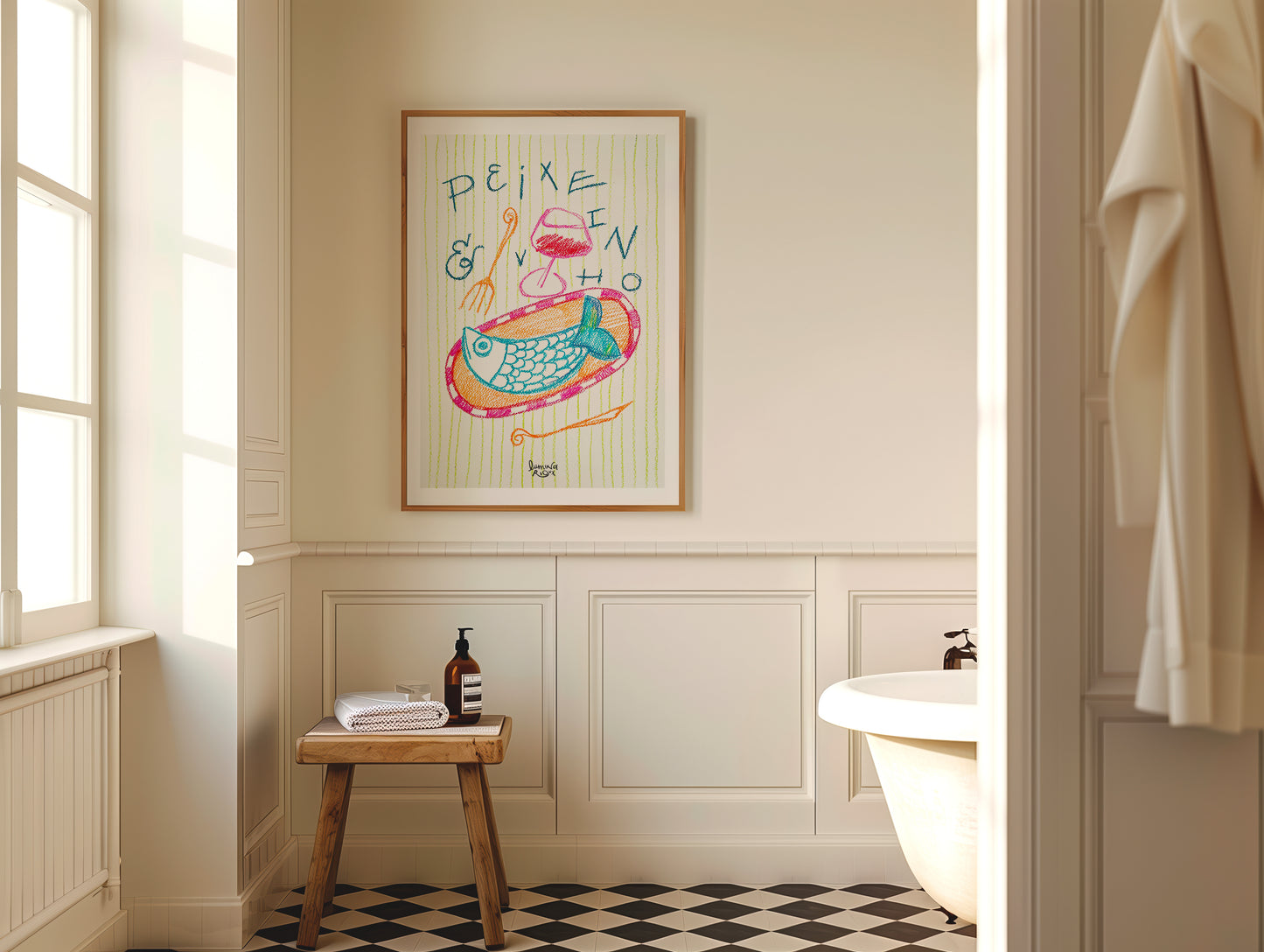 peixe e vinho, fish and wine print